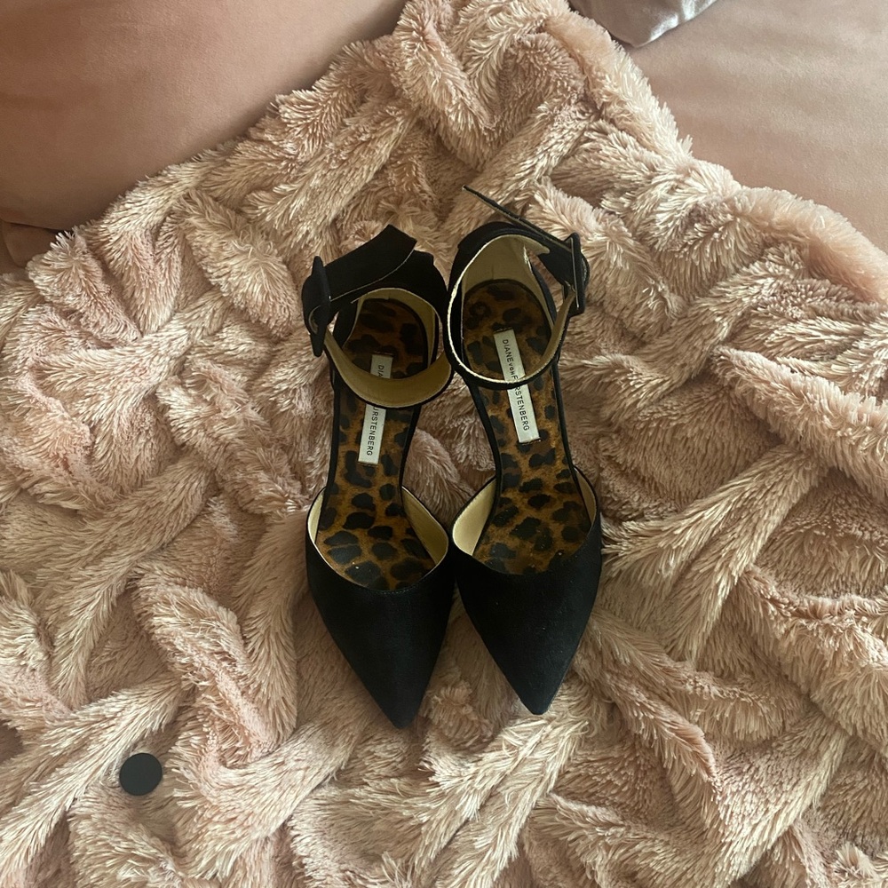 Diane Von Furstenberg Black Ankle Strap Heels
